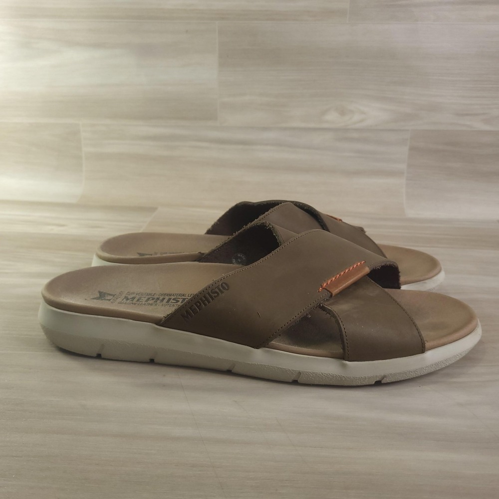 Mephisto Sandals Mens Size 45 Brown Leather Air-Relax Slide Comfort Casual